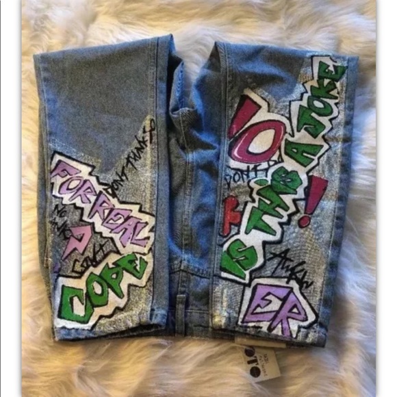 Topshop Womens Moto Mom High Waist Graffiti Jeans - Picture 6 of 9